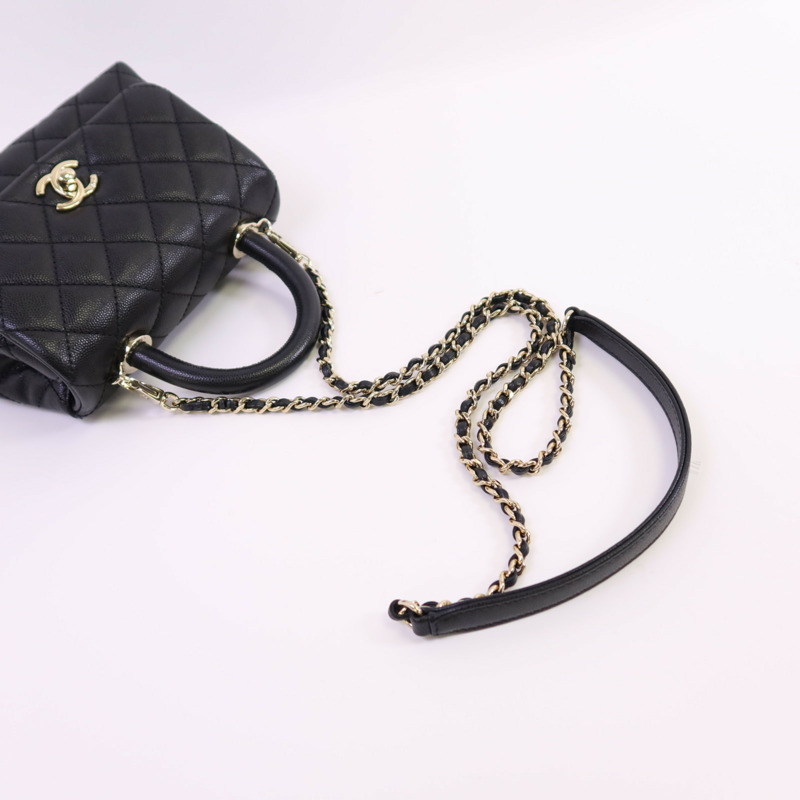 CHANEL 牛皮皮革Co Co Handle金扣鏈帶手挽肩背兩用袋-4