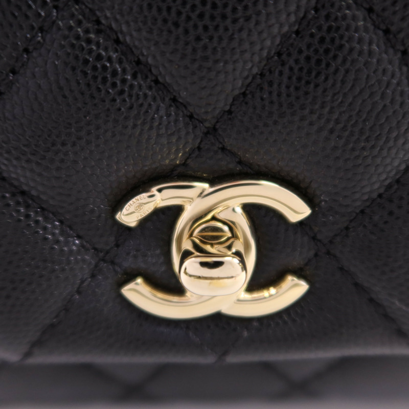 CHANEL 牛皮皮革Co Co Handle金扣鏈帶手挽肩背兩用袋-9