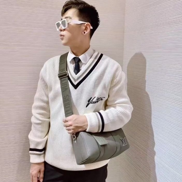 LV keepall City藍色全皮款 芯片款27x17x13 98新配件塵袋-0