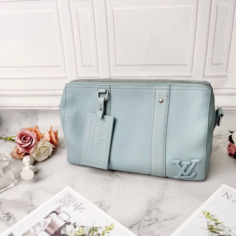 LV keepall City藍色全皮款 芯片款27x17x13 98新配件塵袋-5