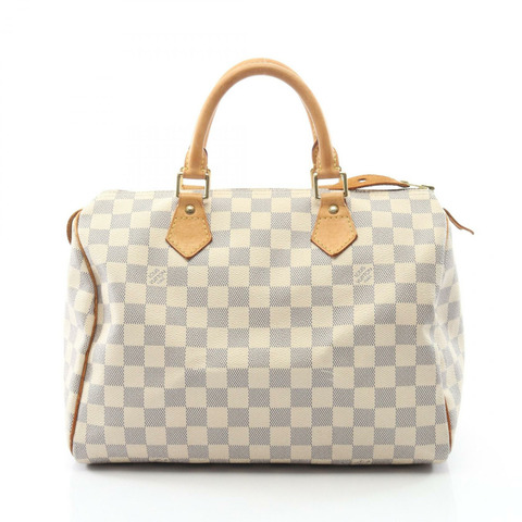 路易威登 Speedy 30 手提包 N41533 Damier Azur 白色皮革 二手 女士 LV