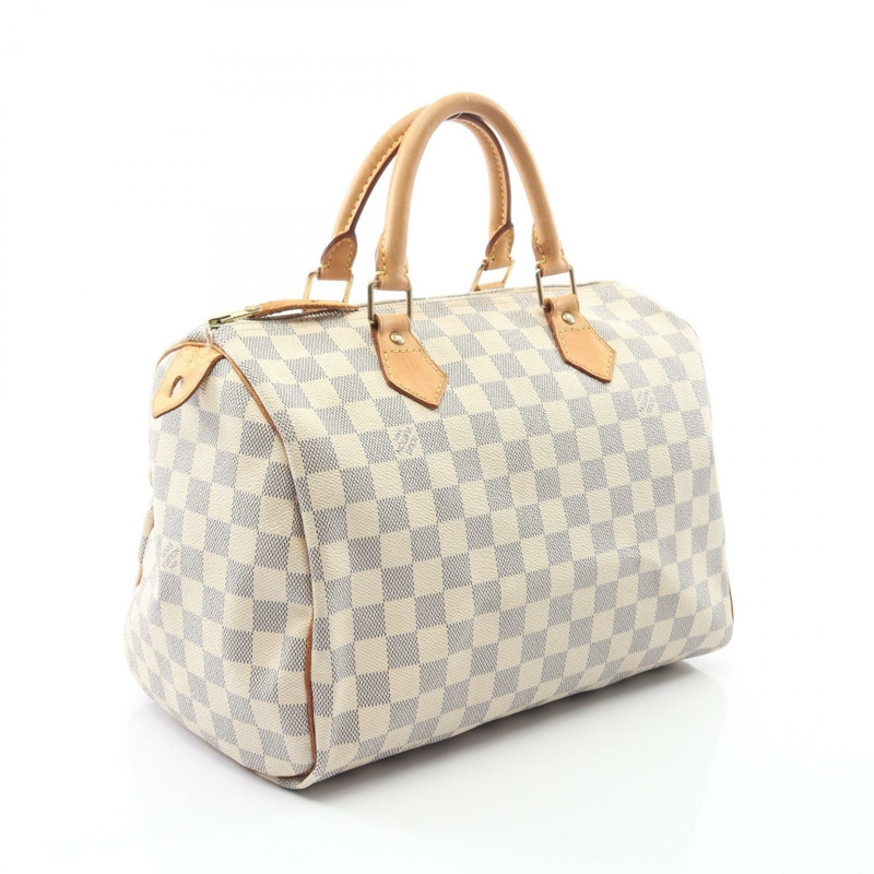 路易威登 Speedy 30 手提包 N41533 Damier Azur 白色皮革 二手 女士 LV-1