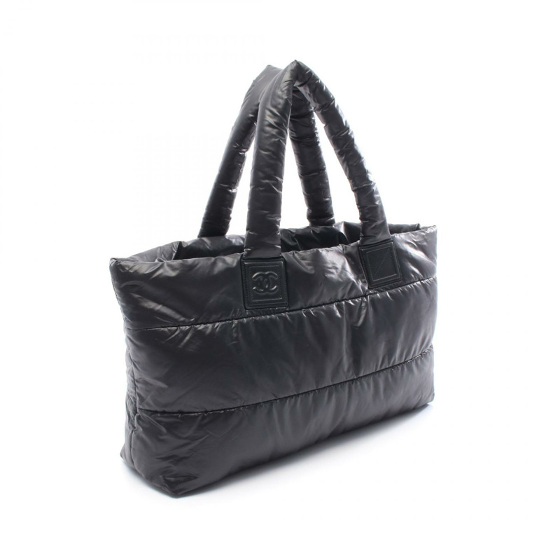 香奈兒 Cococoon 手提包，可單肩雙面使用，尼龍皮革，黑色/酒紅色，銀色五金配件-1