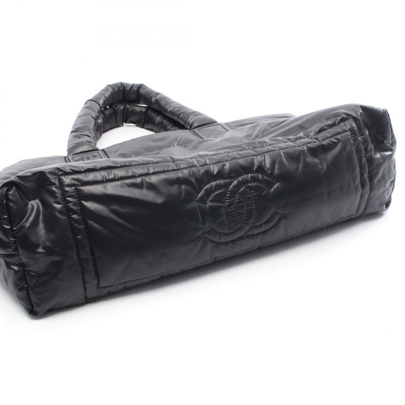 香奈兒 Cococoon 手提包，可單肩雙面使用，尼龍皮革，黑色/酒紅色，銀色五金配件-6