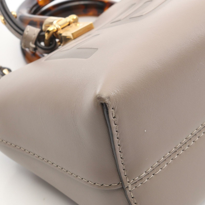 FENDI By The Way 迷你肩斜背包 8BS067 ABVL 皮革 米色 二手-6