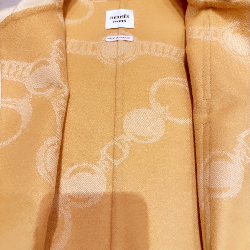 Hermès 喀什米爾大衣|Aquarelle 淡黃色 全新-3
