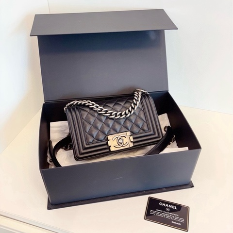 【99新🆕】Chanel Leboy 黑銀荔枝牛皮 小號  small 斜挎包