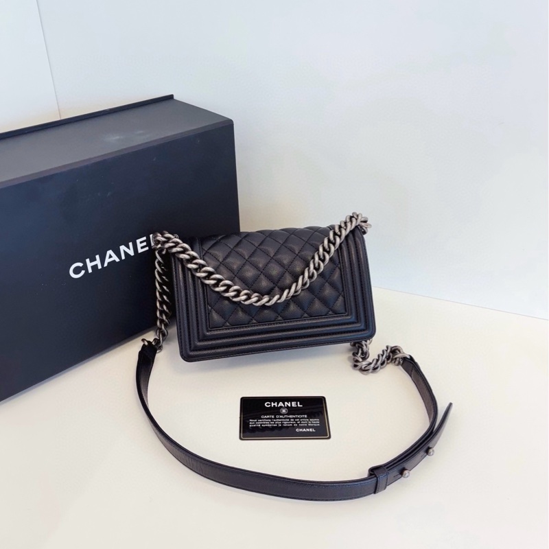 【99新🆕】Chanel Leboy 黑銀荔枝牛皮 小號  small 斜挎包-2