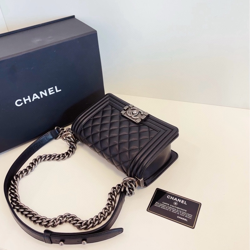 【99新🆕】Chanel Leboy 黑銀荔枝牛皮 小號  small 斜挎包-5