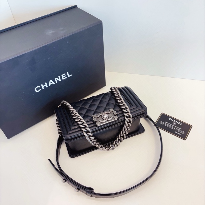 【99新🆕】Chanel Leboy 黑銀荔枝牛皮 小號  small 斜挎包-6