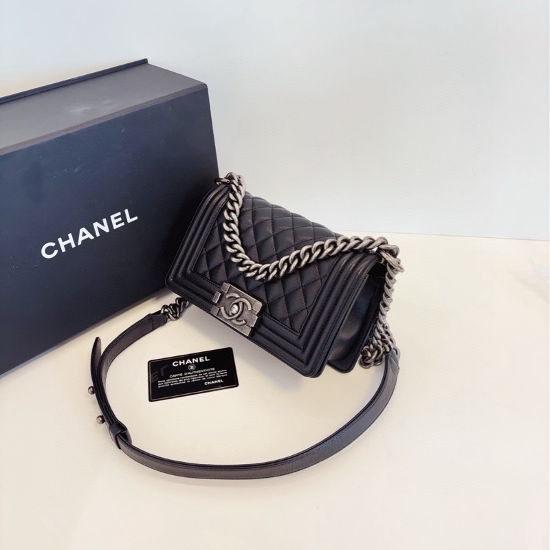 【99新🆕】Chanel Leboy 黑銀荔枝牛皮 小號  small 斜挎包-7