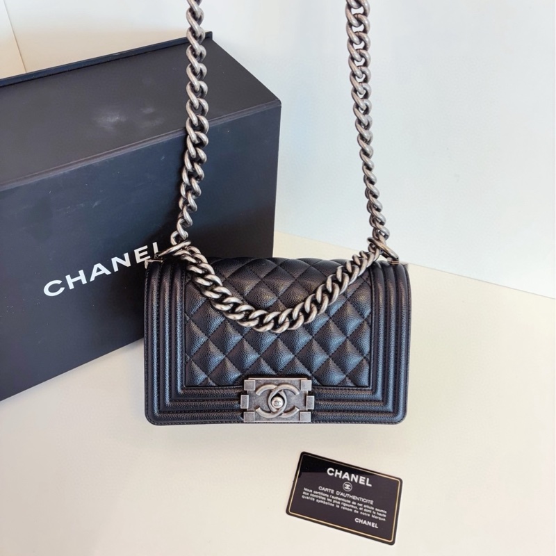 【99新🆕】Chanel Leboy 黑銀荔枝牛皮 小號  small 斜挎包-8