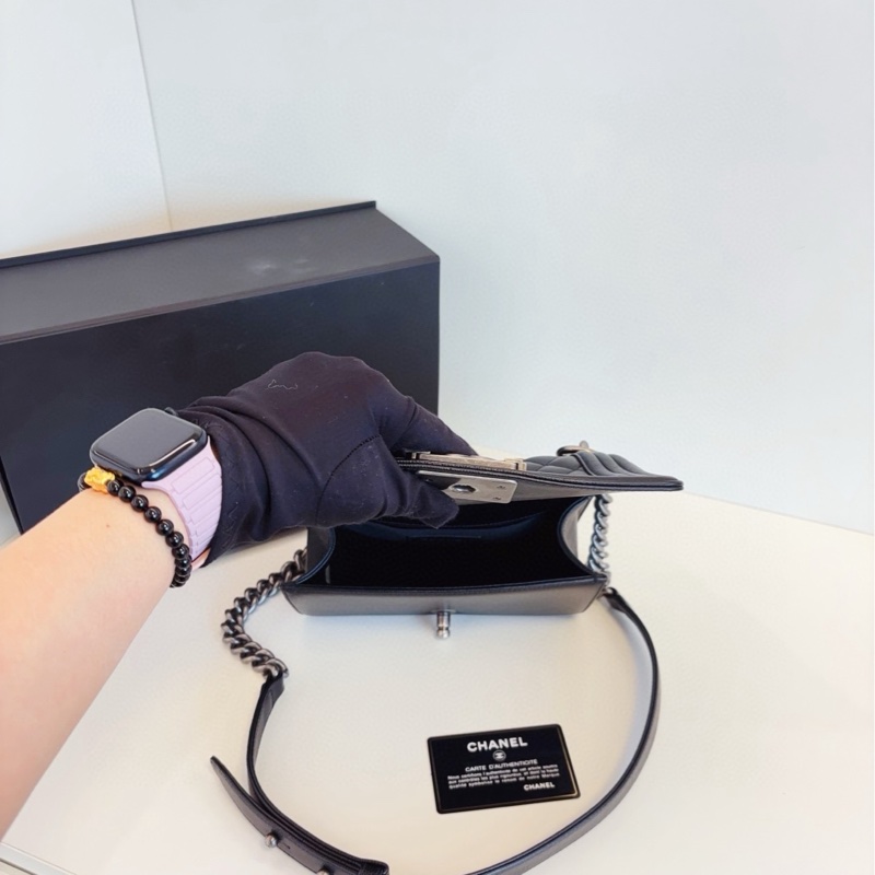 【99新🆕】Chanel Leboy 黑銀荔枝牛皮 小號  small 斜挎包-9