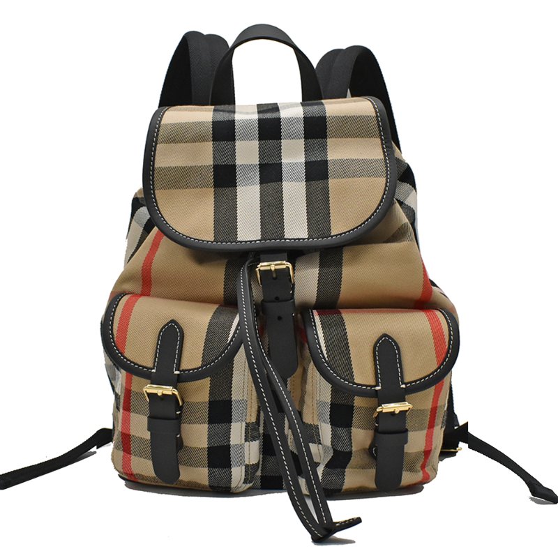 【門市全新現貨】BURBERRY Enfield 經典格紋棉布後背包 (附原廠防塵袋)-4