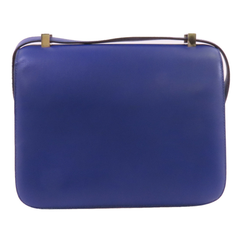 HERMES Swift皮革Constance 24銀扣肩背袋Blue Electric-1