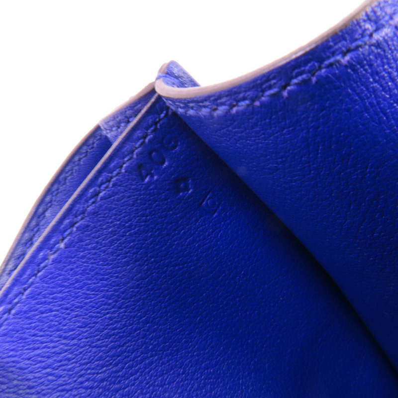 HERMES Swift皮革Constance 24銀扣肩背袋Blue Electric-14