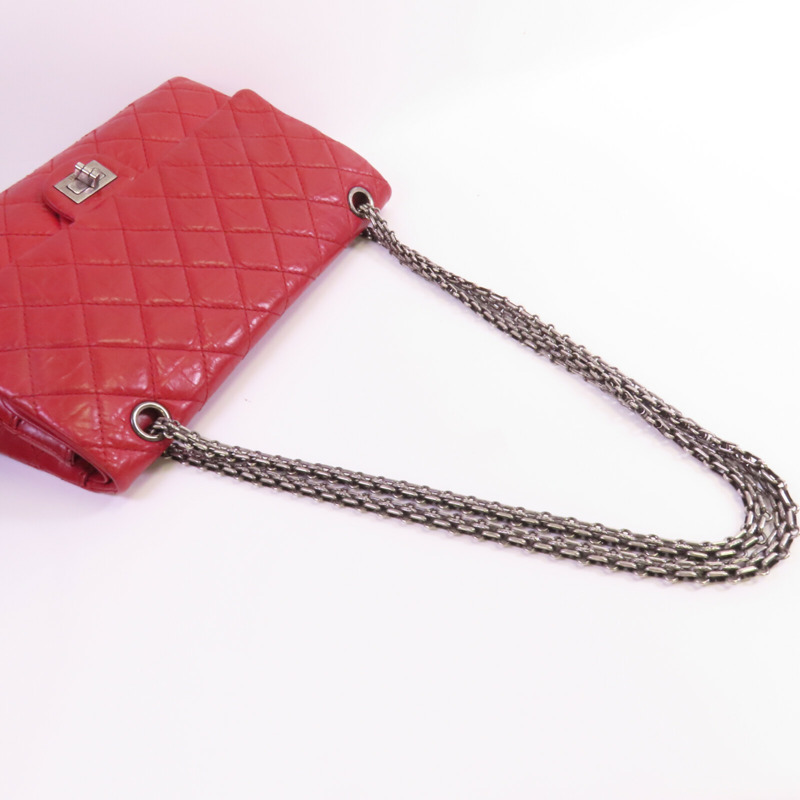 CHANEL 牛皮皮革2.55 Large銀扣鏈帶肩背袋-4