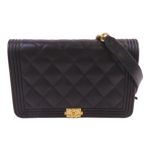 CHANEL 牛皮皮革Boy WOC Wallet On Chain金扣鏈帶肩背袋