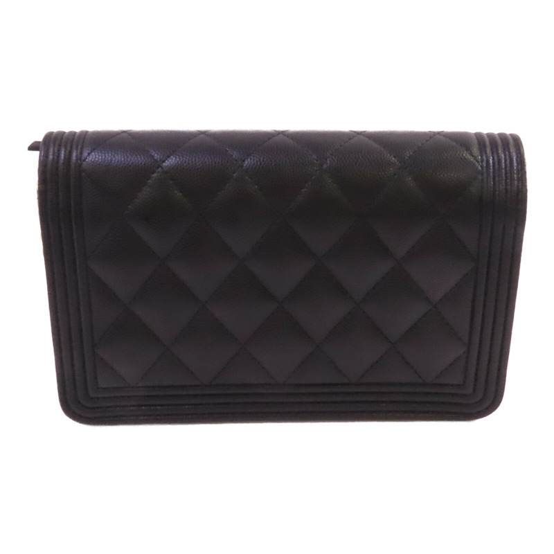 CHANEL 牛皮皮革Boy WOC Wallet On Chain金扣鏈帶肩背袋-1