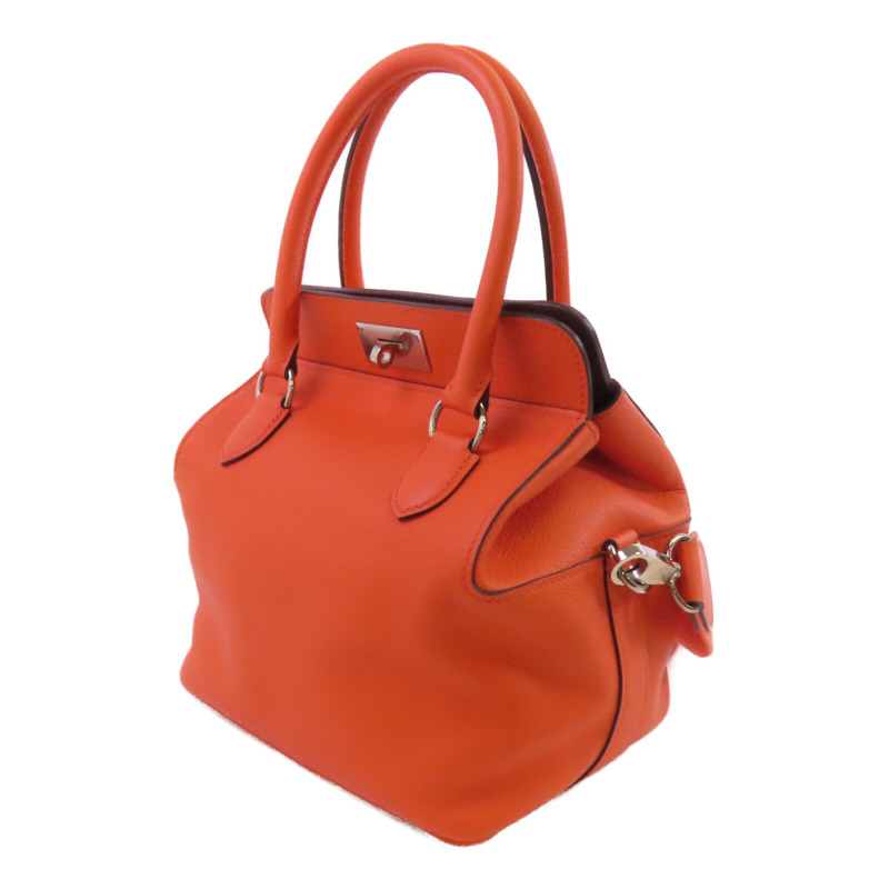 HERMES Everⅽolor皮革Tool Box 20銀扣手挽肩背兩用袋Orange Poppy-2