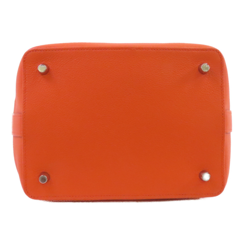 HERMES Everⅽolor皮革Tool Box 20銀扣手挽肩背兩用袋Orange Poppy-3