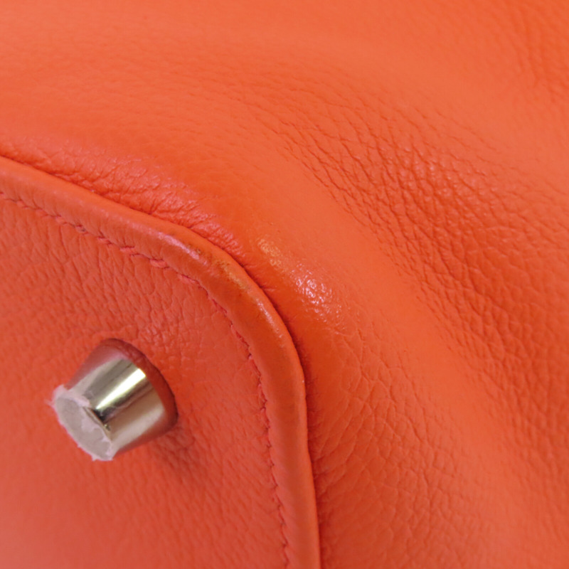 HERMES Everⅽolor皮革Tool Box 20銀扣手挽肩背兩用袋Orange Poppy-6