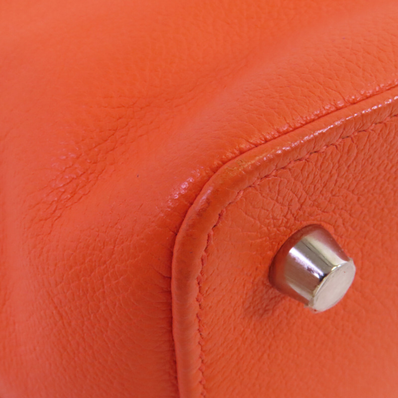 HERMES Everⅽolor皮革Tool Box 20銀扣手挽肩背兩用袋Orange Poppy-7