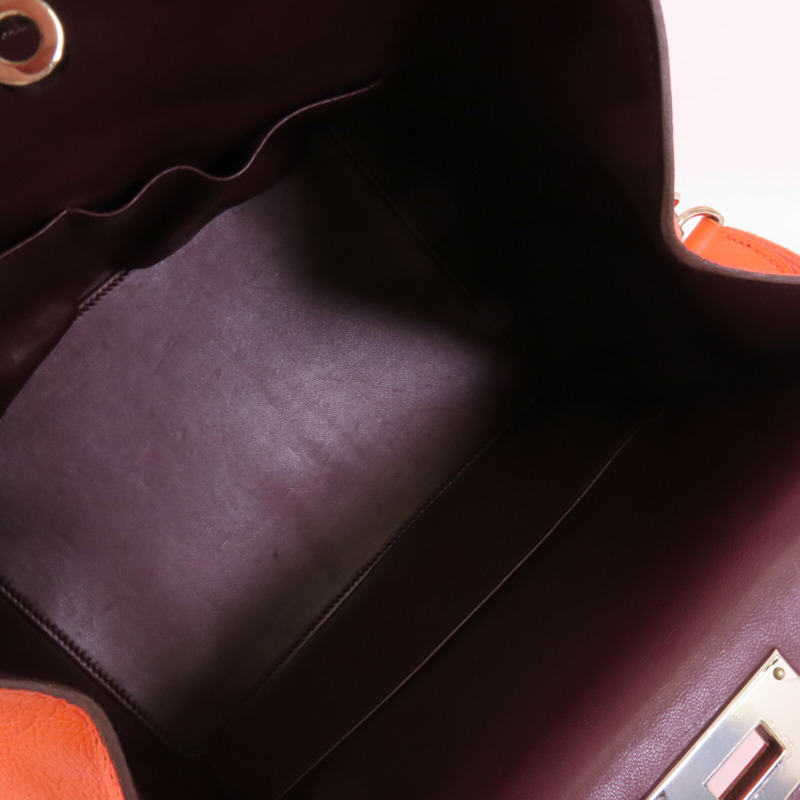 HERMES Everⅽolor皮革Tool Box 20銀扣手挽肩背兩用袋Orange Poppy-13