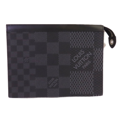 LOUIS VUITTON Damier Graphite Pochette Voyage銀扣手拿包