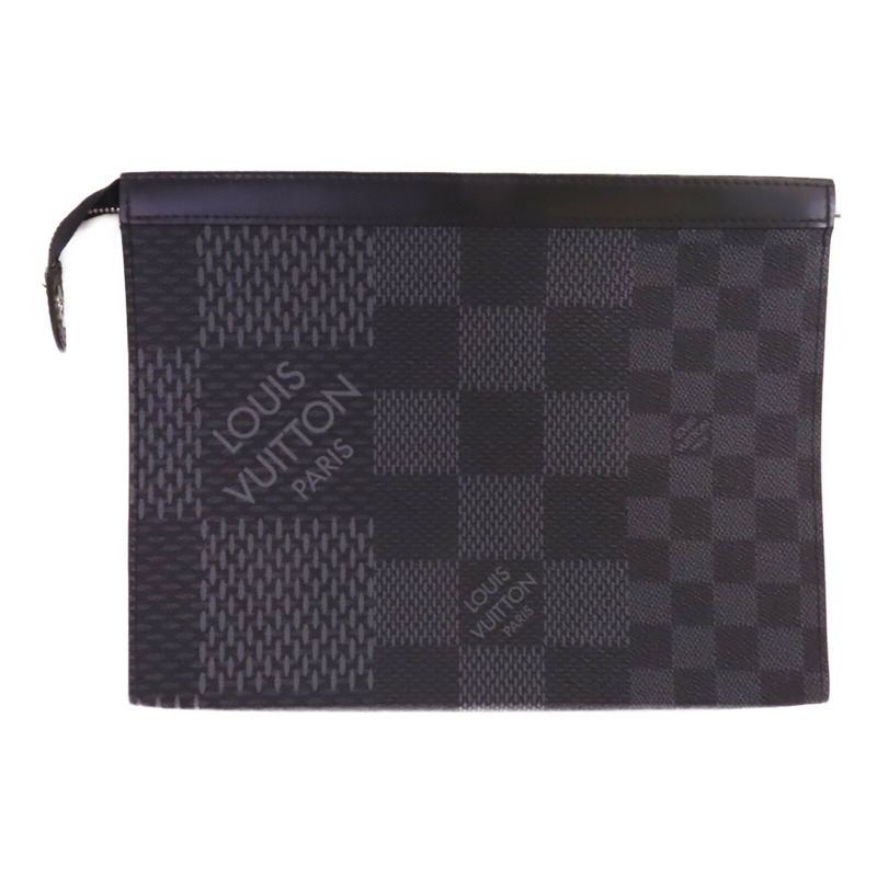 LOUIS VUITTON Damier Graphite Pochette Voyage銀扣手拿包-1