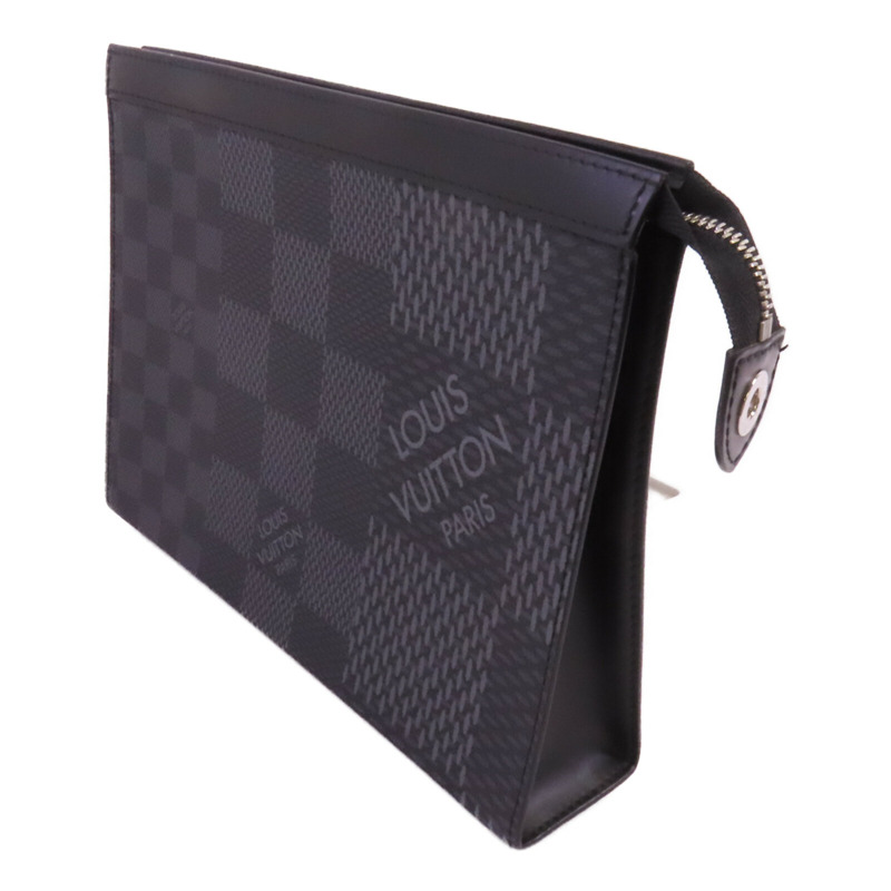 LOUIS VUITTON Damier Graphite Pochette Voyage銀扣手拿包-2