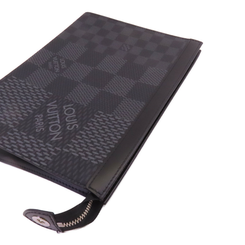 LOUIS VUITTON Damier Graphite Pochette Voyage銀扣手拿包-4