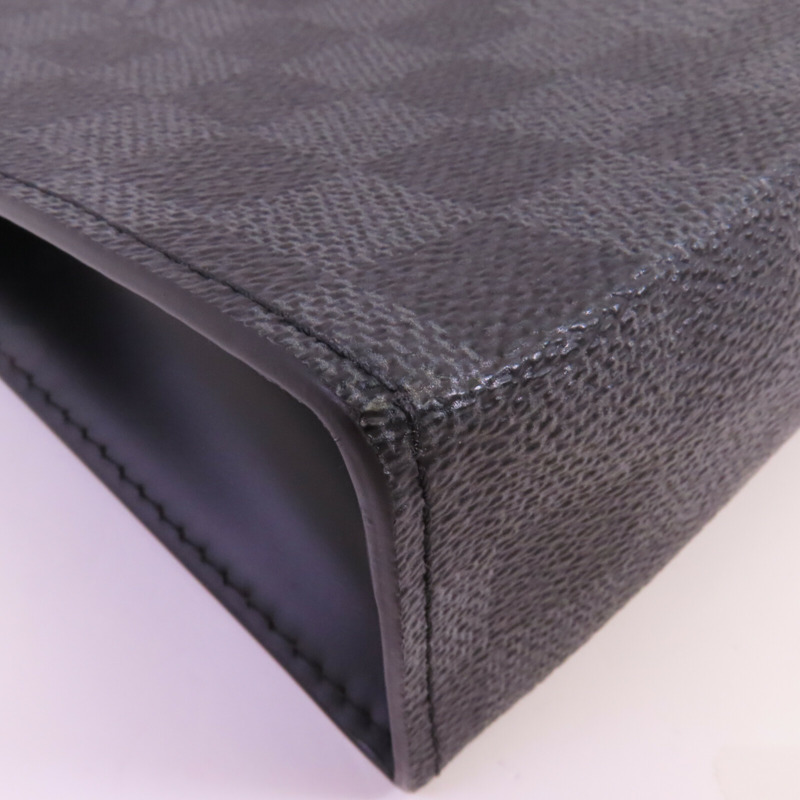 LOUIS VUITTON Damier Graphite Pochette Voyage銀扣手拿包-5