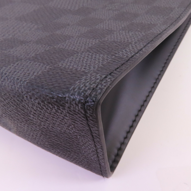 LOUIS VUITTON Damier Graphite Pochette Voyage銀扣手拿包-8