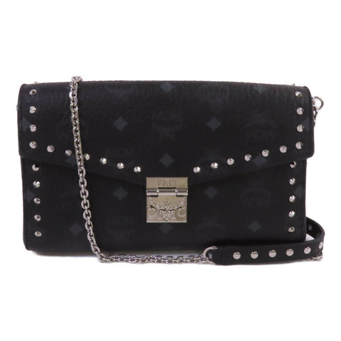 MCM 塗層帆布Visetos Tracy Crossbody銀扣鏈帶肩背袋