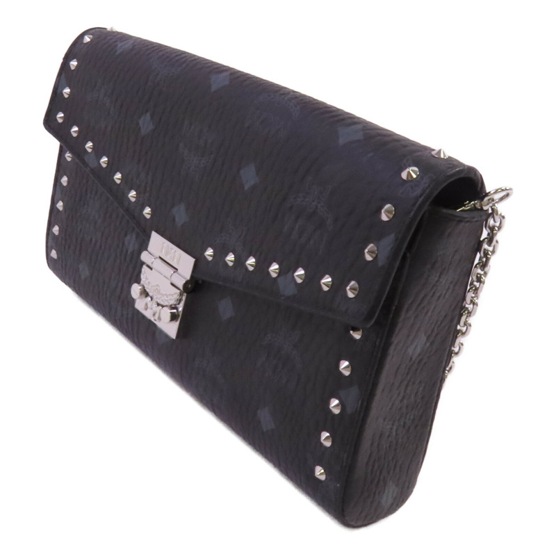 MCM 塗層帆布Visetos Tracy Crossbody銀扣鏈帶肩背袋-2