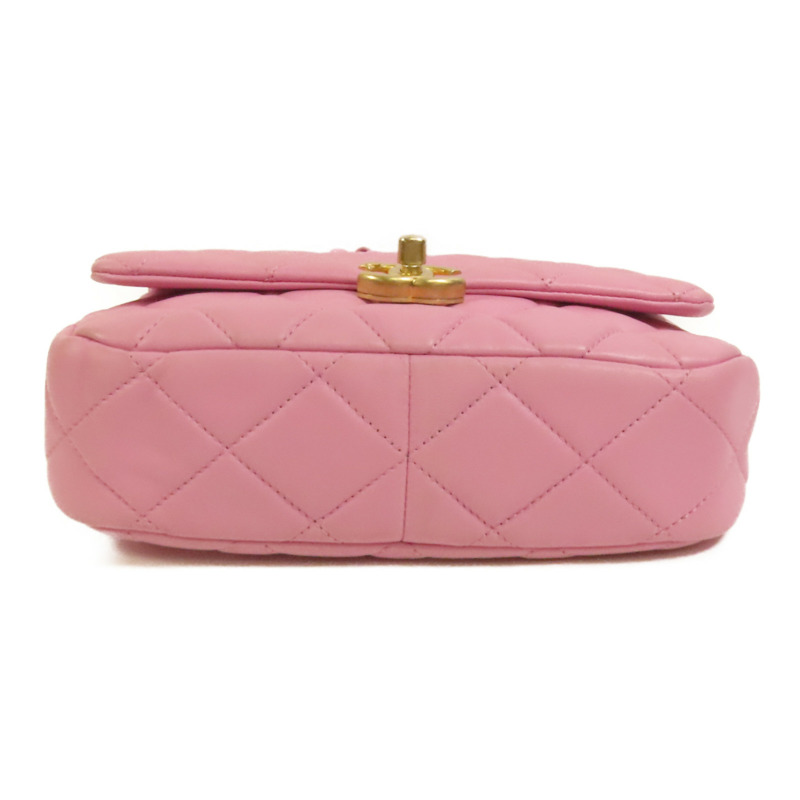 CHANEL 羊皮皮革Chain Shoulder金扣鏈帶肩背袋-3