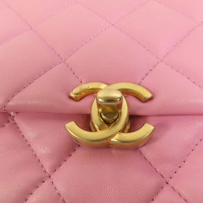 CHANEL 羊皮皮革Chain Shoulder金扣鏈帶肩背袋-5