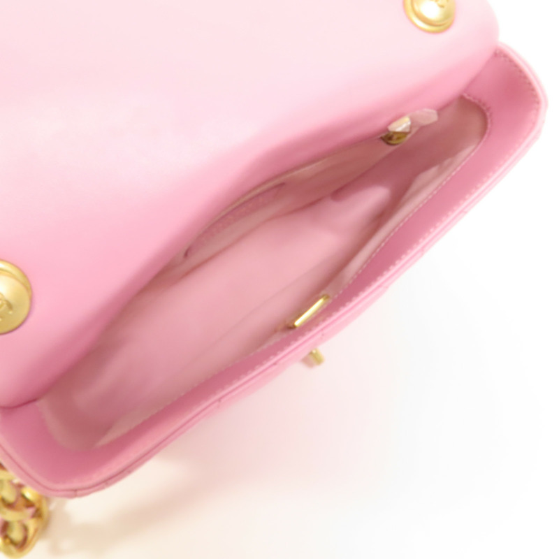 CHANEL 羊皮皮革Chain Shoulder金扣鏈帶肩背袋-6