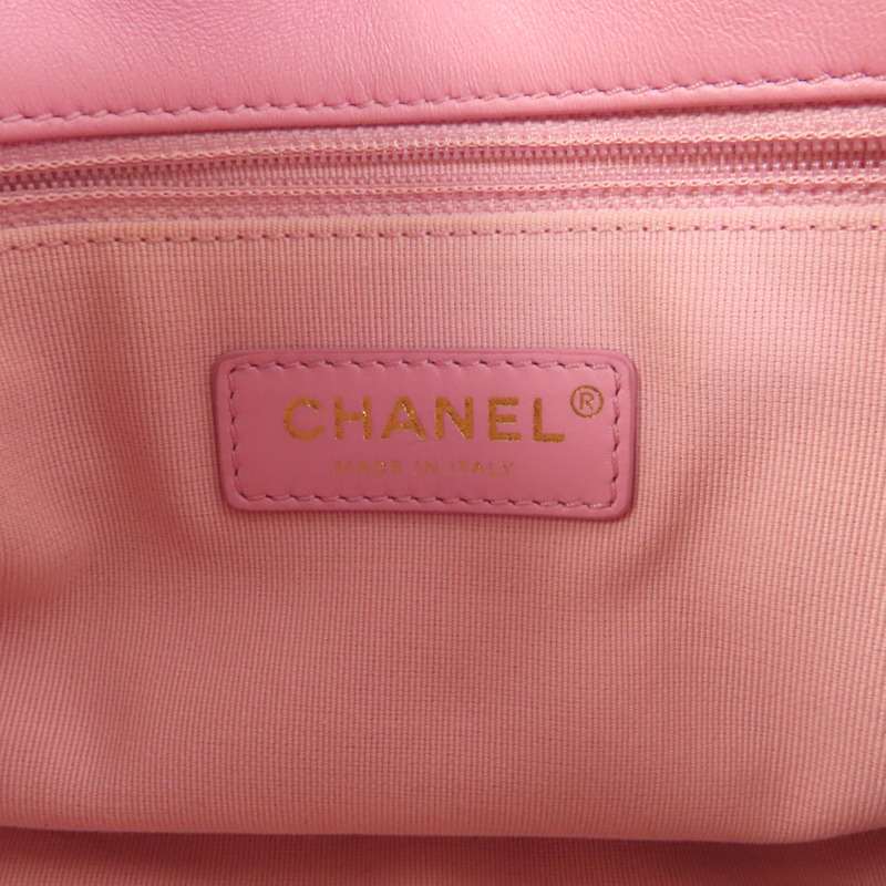 CHANEL 羊皮皮革Chain Shoulder金扣鏈帶肩背袋-7