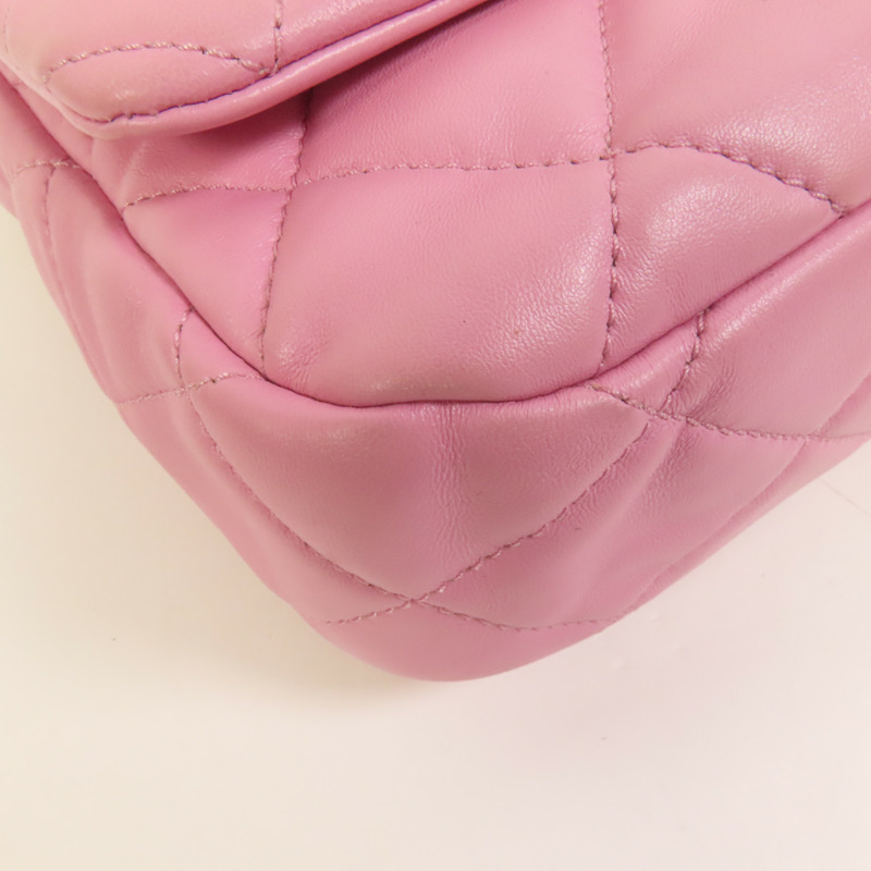 CHANEL 羊皮皮革Chain Shoulder金扣鏈帶肩背袋-10