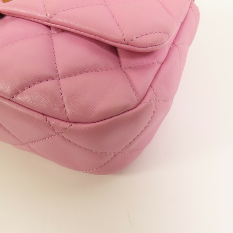 CHANEL 羊皮皮革Chain Shoulder金扣鏈帶肩背袋-13