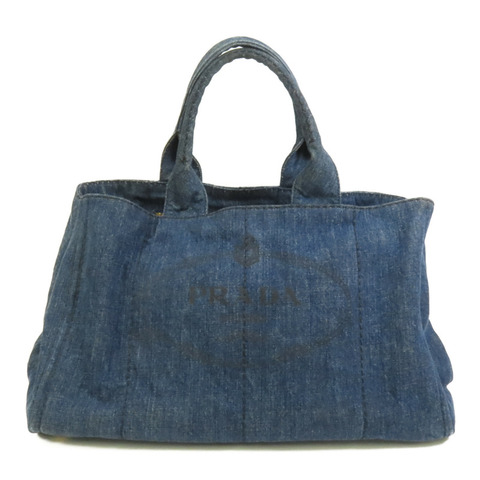PRADA Denim Canapa Tote L金扣手挽袋