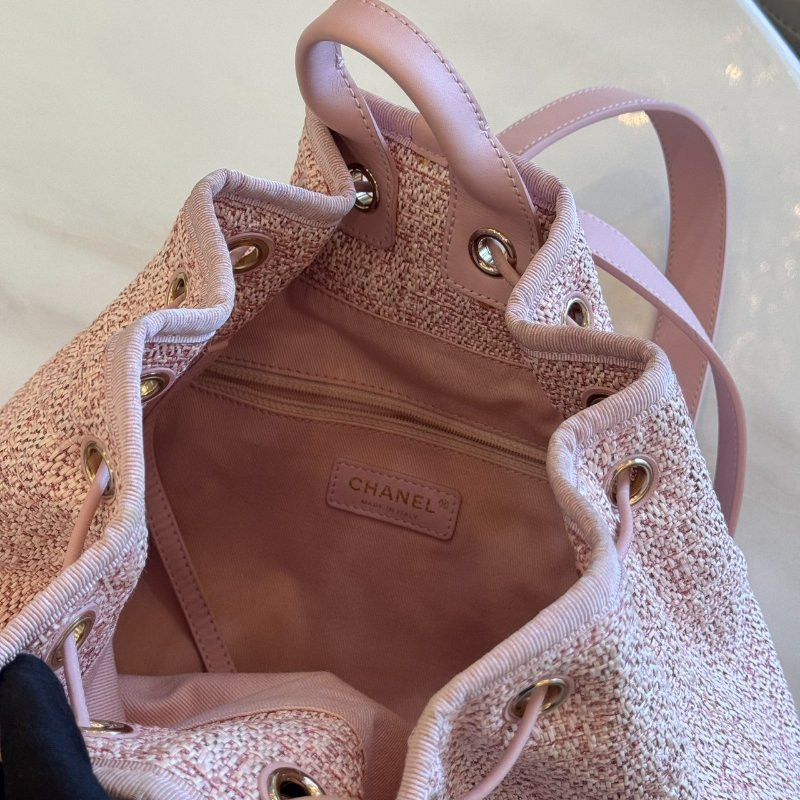 *SHIHNA名牌精品* CHANEL Deauville Backpack 粉色毛呢 牛皮 後背包-7