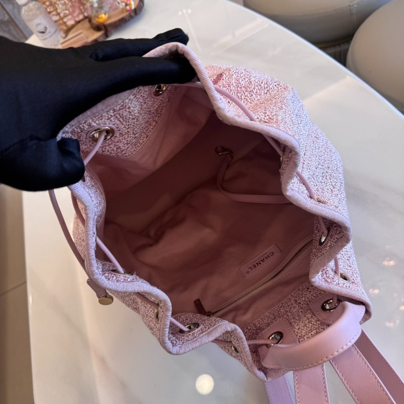 *SHIHNA名牌精品* CHANEL Deauville Backpack 粉色毛呢 牛皮 後背包-8