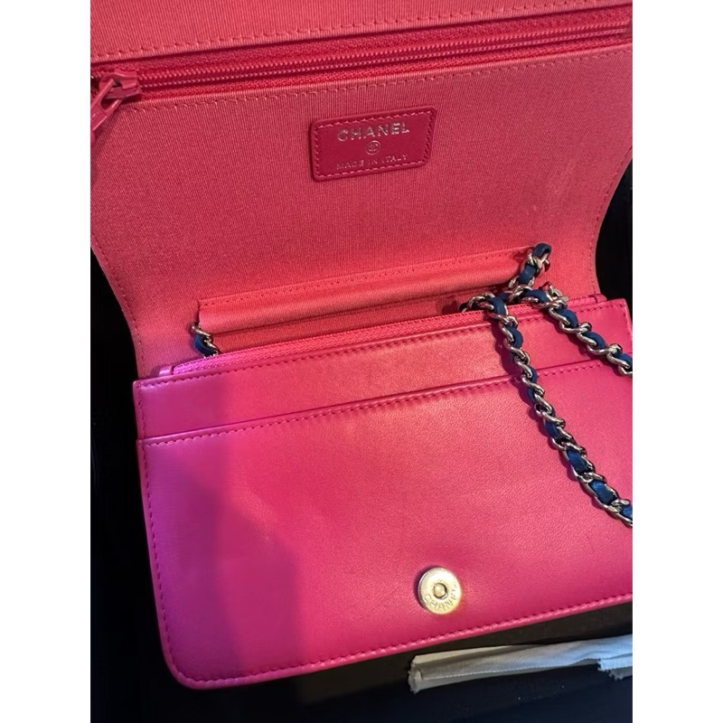 Chanel woc 稀有藍色拼色桃紅色/極新二手品/保卡/購買證明/盒子都在-5