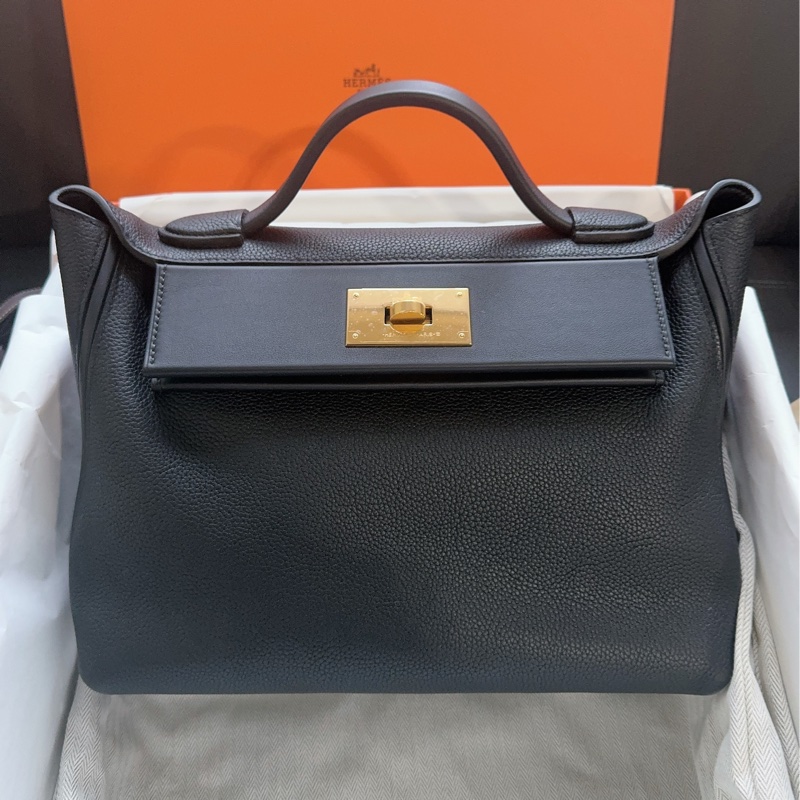 Hermes爱马仕 2424 小号黑金扣 Togo皮-2