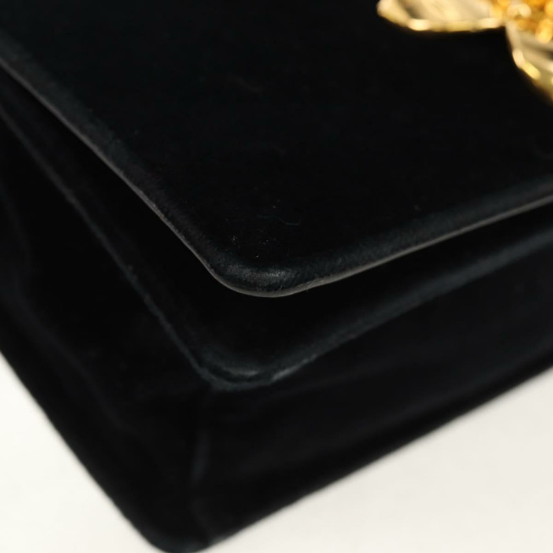 【日本直送】PRADA 鏈條肩背包 絲絨 黑色 金色 正品 156179V-8