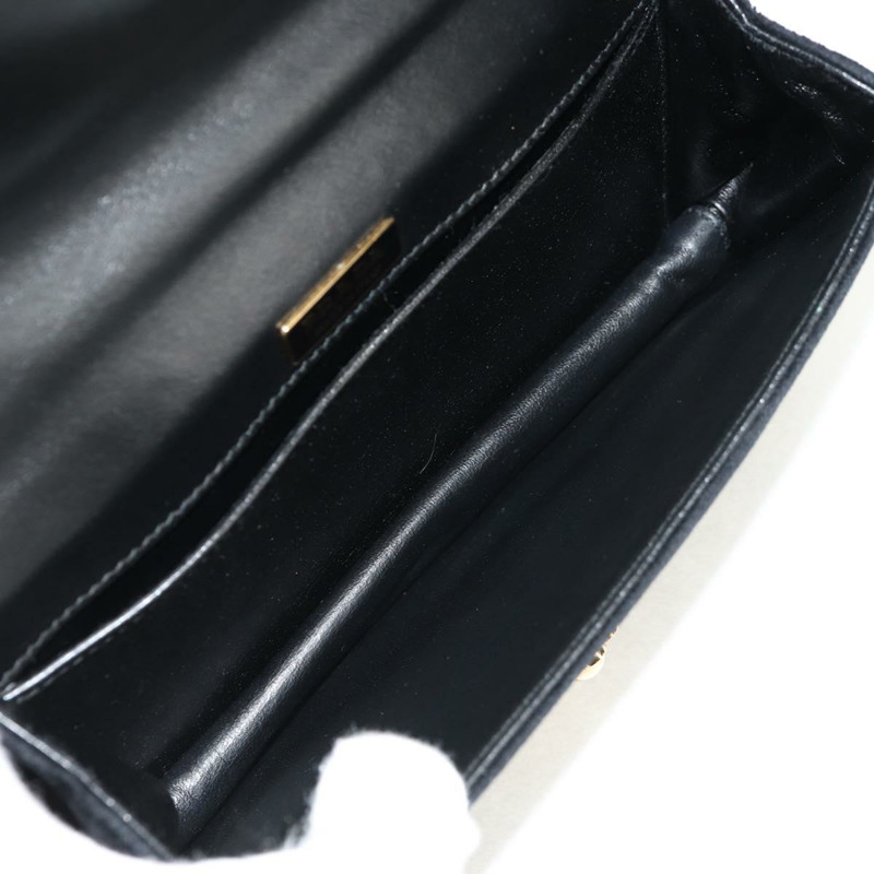 【日本直送】PRADA 鏈條肩背包 絲絨 黑色 金色 正品 156179V-9