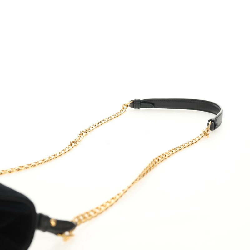 【日本直送】PRADA 鏈條肩背包 絲絨 黑色 金色 正品 156179V-13